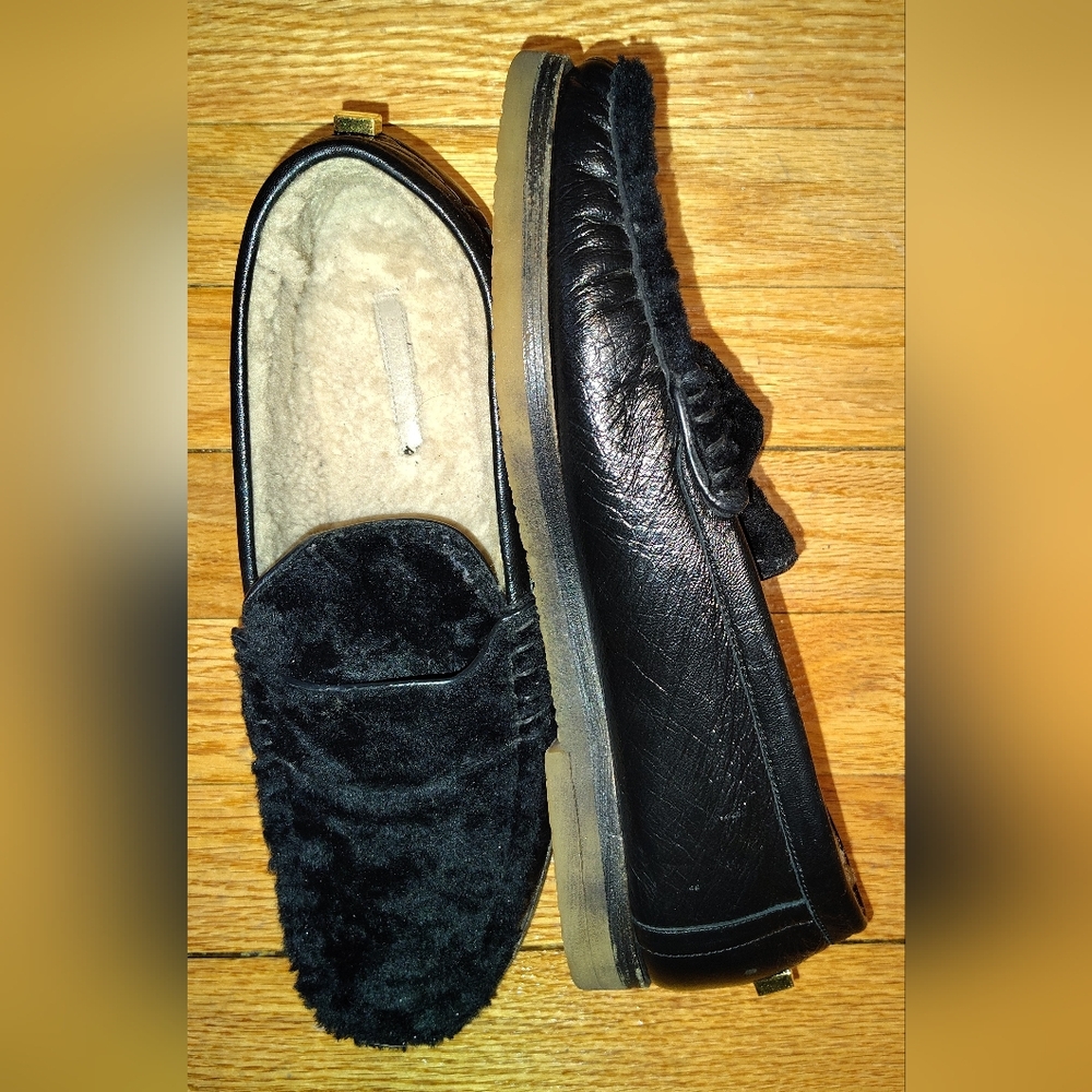 Stuart Weitzman Fur-Lined Slip-On Loafers Sz 9.5